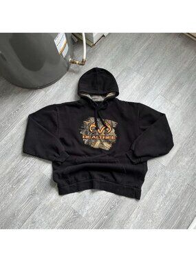 Black / Camo / Camouflage / Orange Vintage Realtree Embroidered Pullover Hoodie
